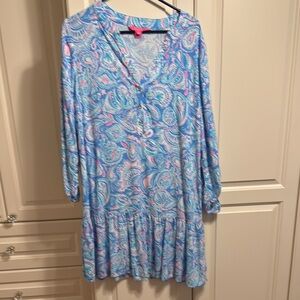 Lilly Pulitzer Charlie Tunic Dress in Zanzibar Blue Fish Kiss, size L